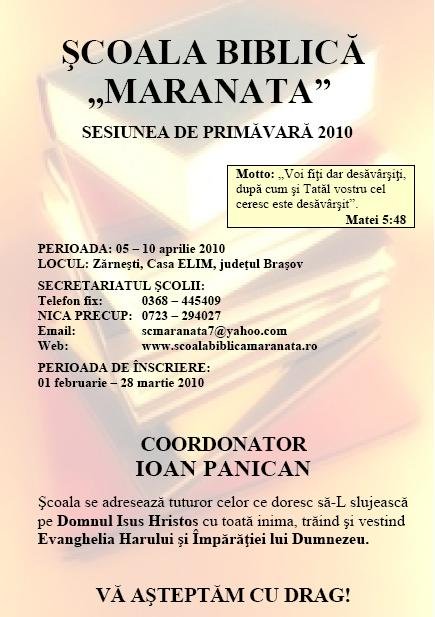 Scoala Biblica “Maranata” la Zarnesti
